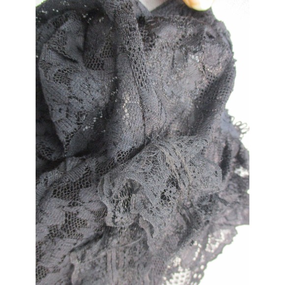 Gothic Black Lace High Low Dress Bell Sleeve Victorian Steampunk Dress Top - Picture 16 of 16